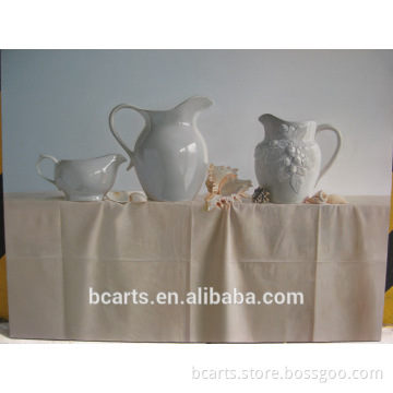 Pure white teacup and bright seashell art painting